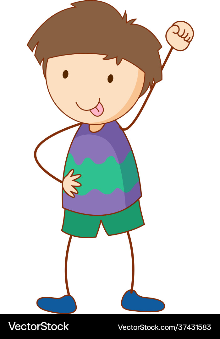 Cute boy cartoon character in hand drawn doodle Vector Image