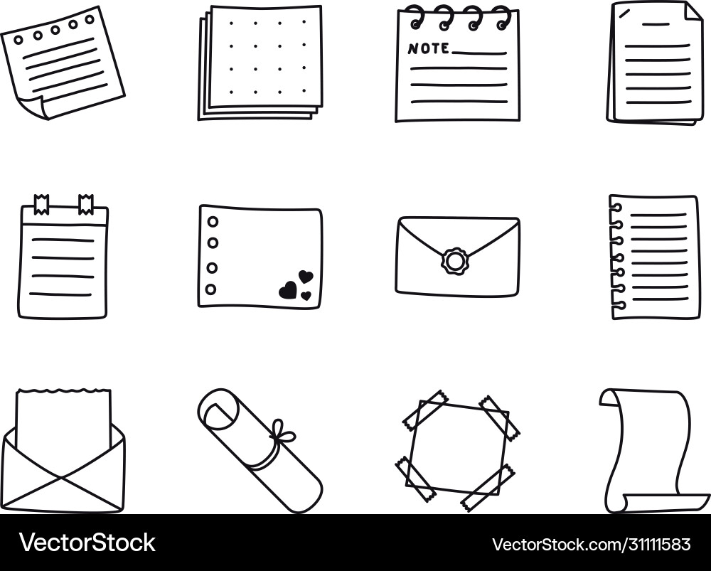 Envelopes notes and messages icon set line style vector image