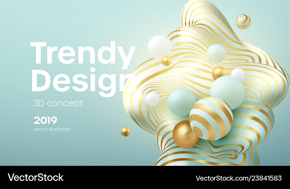 Flowing soft spheres abstract background with 3d vector image