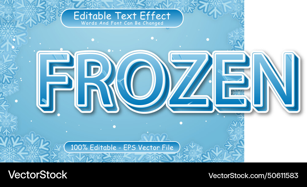 Frozen editable text effect 3 dimension emboss Vector Image