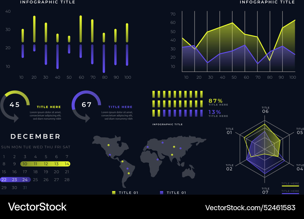 Infographic dashboard element set Vector Image