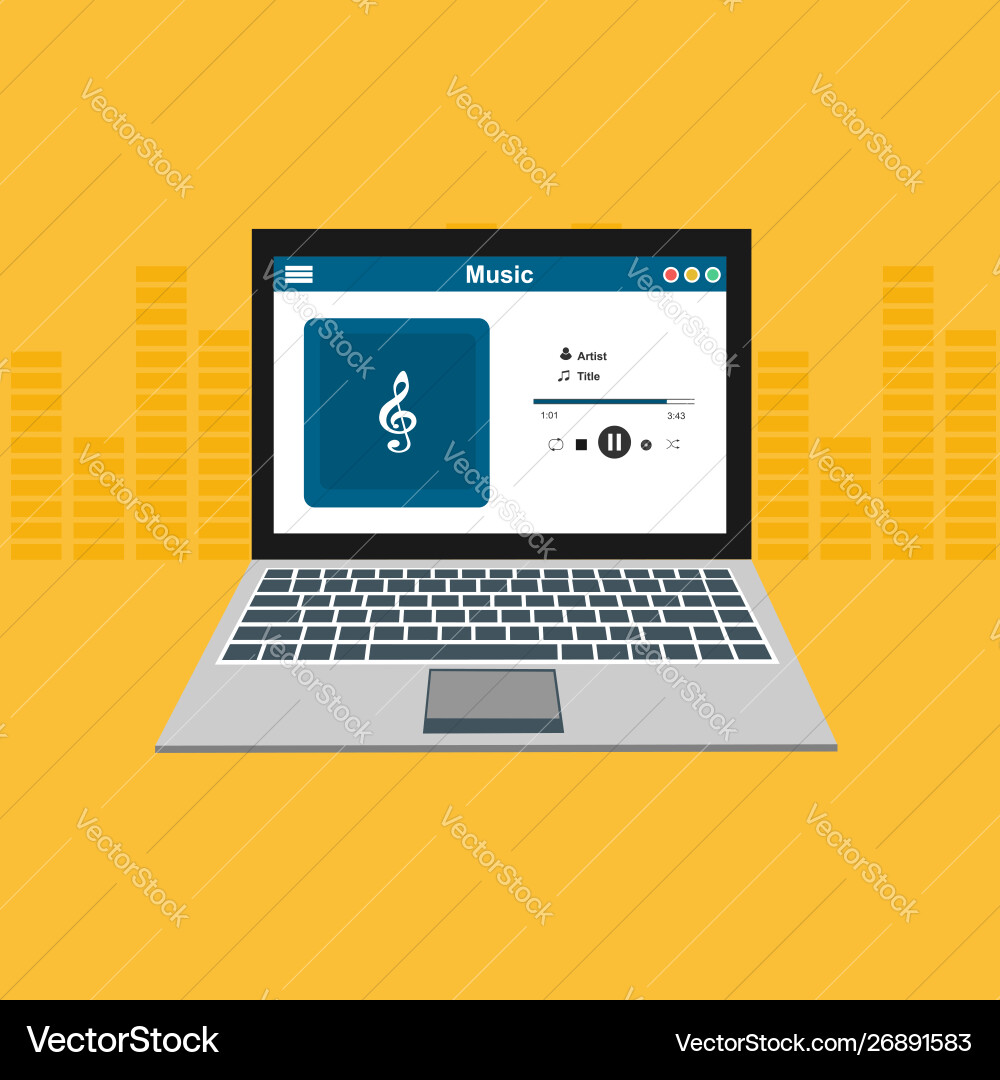 Media player application app template with flat Media player application app template with flat vector image