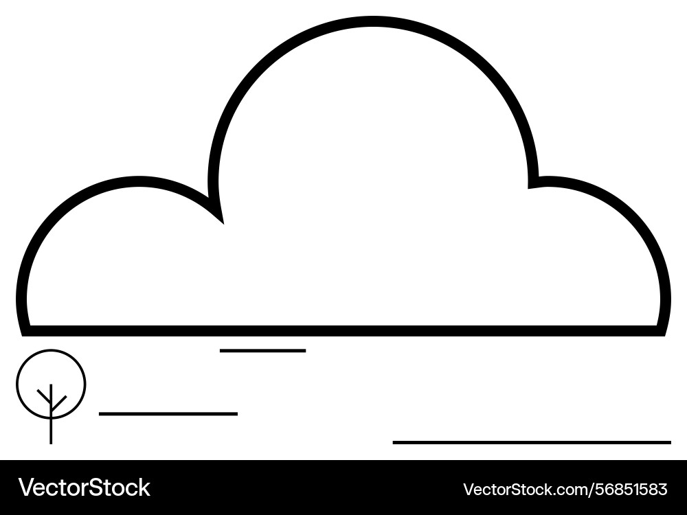 Minimalist cloud with small tree and abstract Minimalist cloud with small tree and abstract vector image