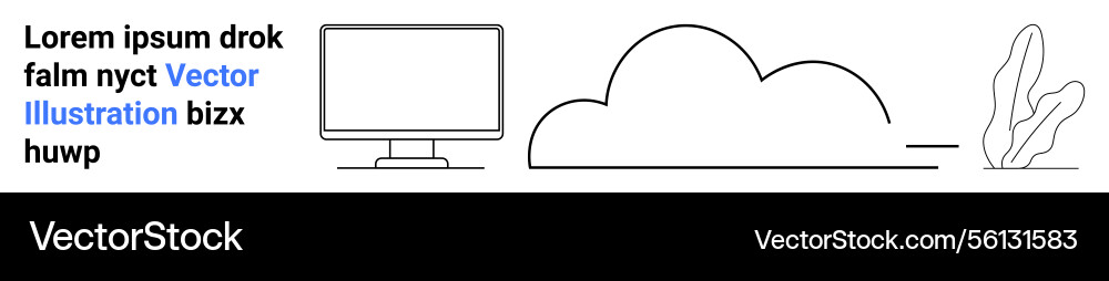 Monitor with placeholder text cloud shape Vector Image