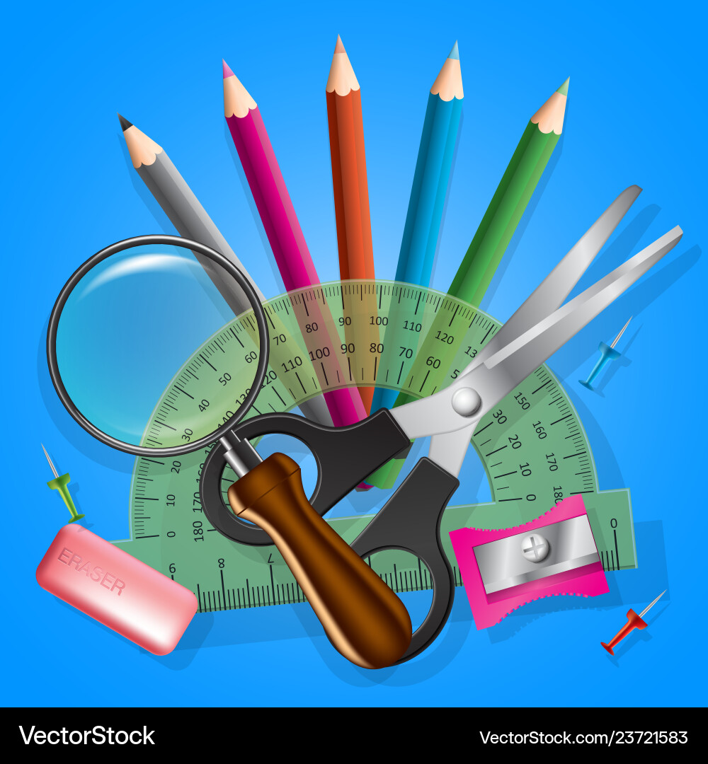 School objects icons collection School objects icons collection vector image