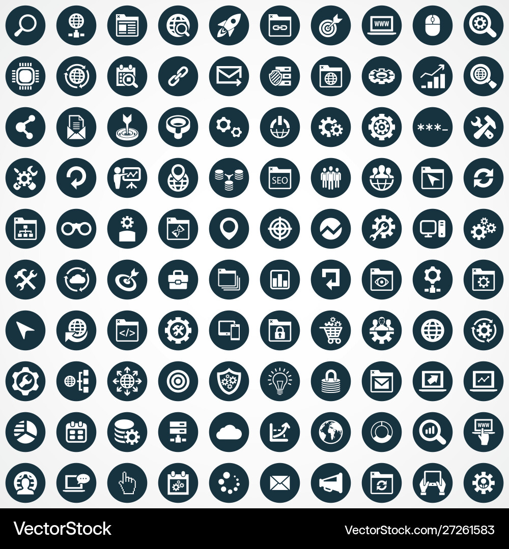 Seo 100 icons universal set for web and ui Vector Image