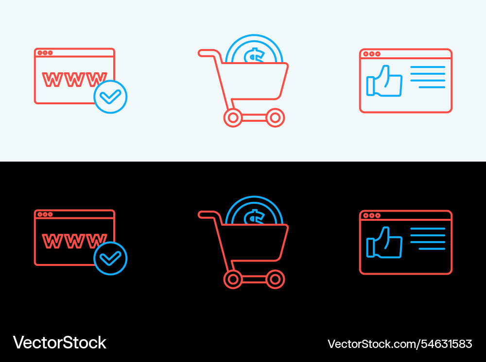 Set line browser window website template Set line browser window website template vector image