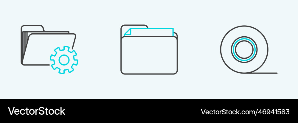 Set line scotch folder settings with gears Set line scotch folder settings with gears vector image