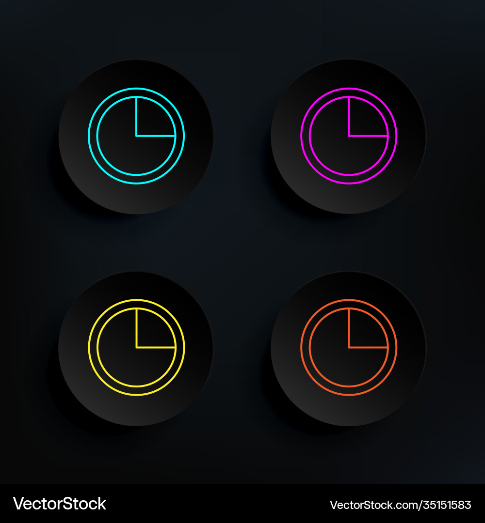 Time dark badge color set icon simple thin line Vector Image