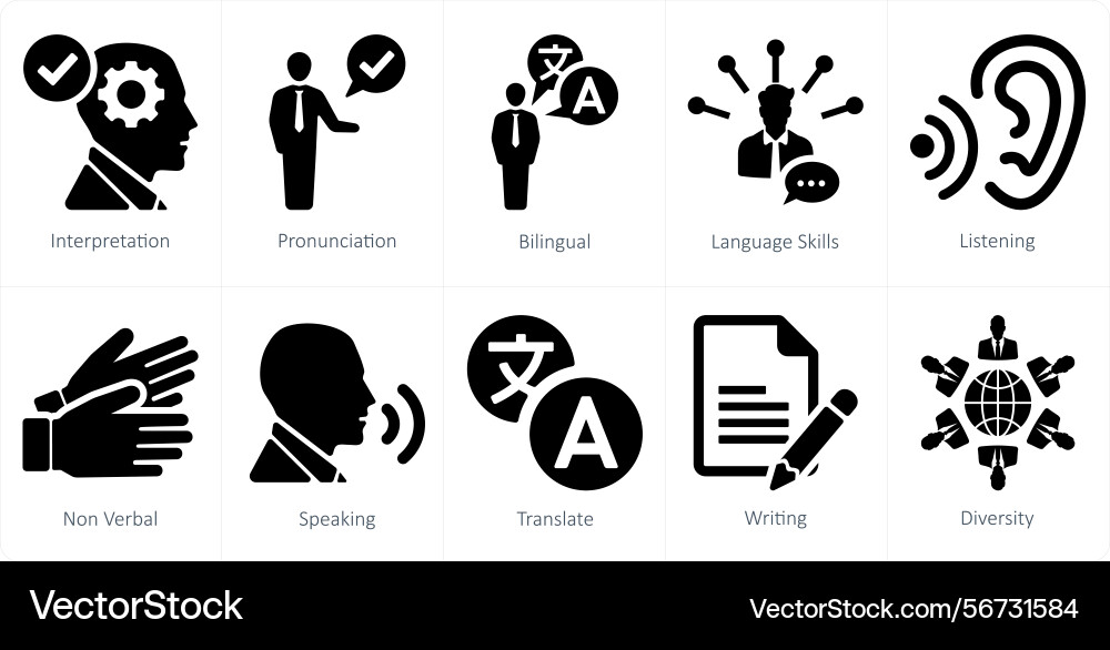 A set of 10 language icons as interpretation Vector Image