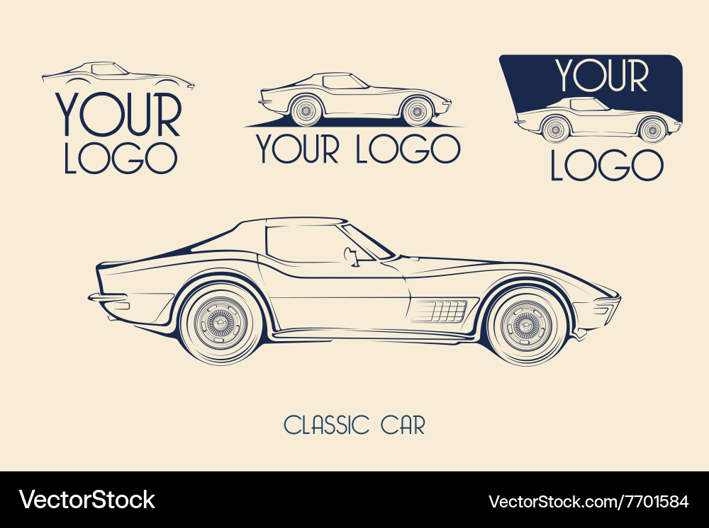 Classic Sports Car Silhouettes Vector Image