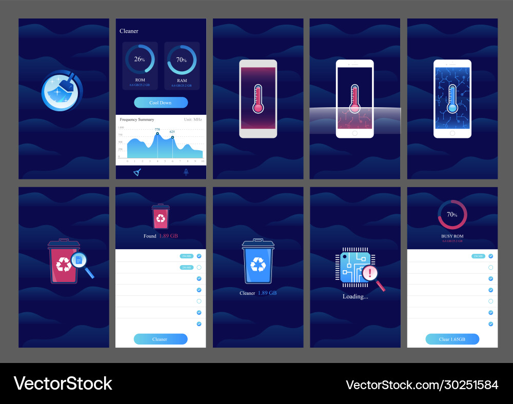 Cleaner app ui design mobile user interface Cleaner app ui design mobile user interface Vektorbild