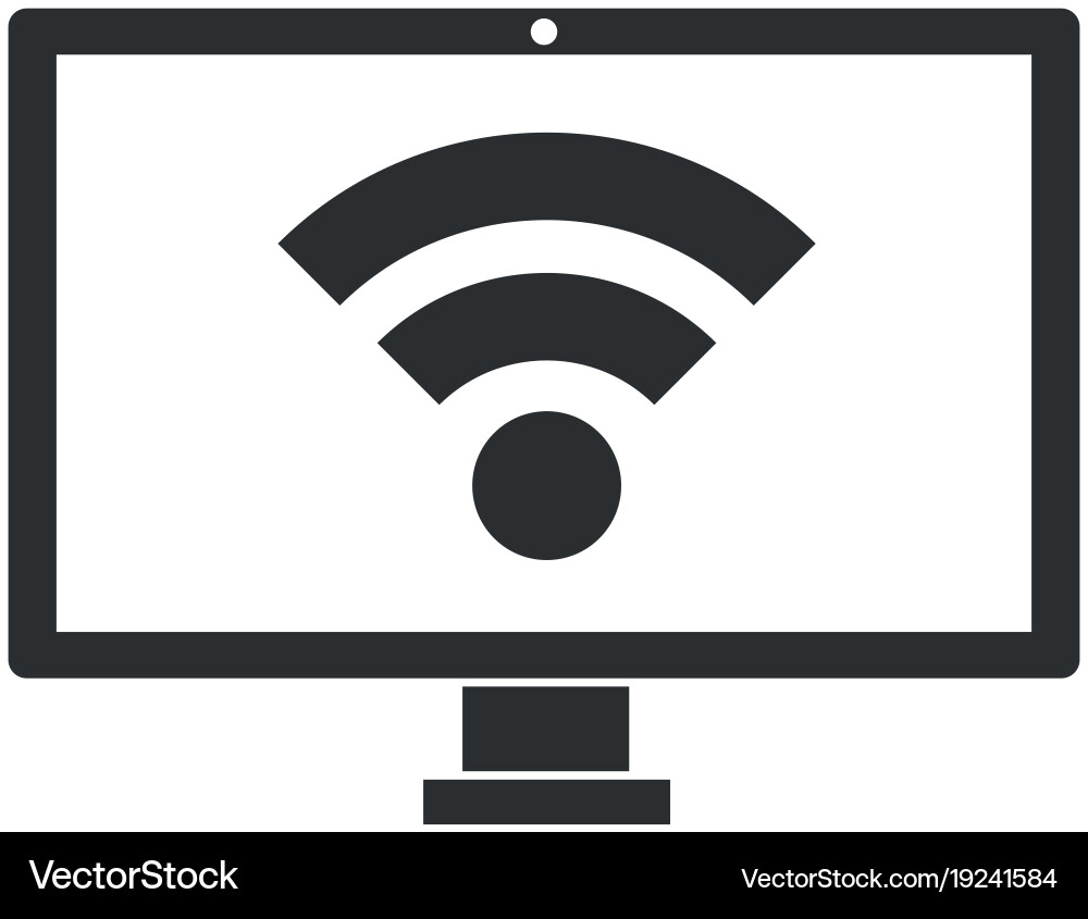 Computer display with wifi signal Vector Image