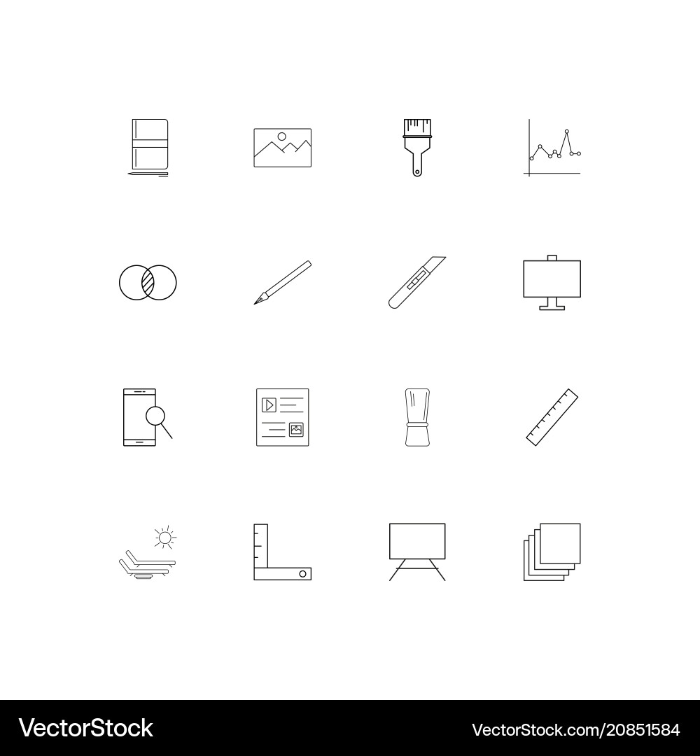 Creative process and design linear thin icons set Vector Image