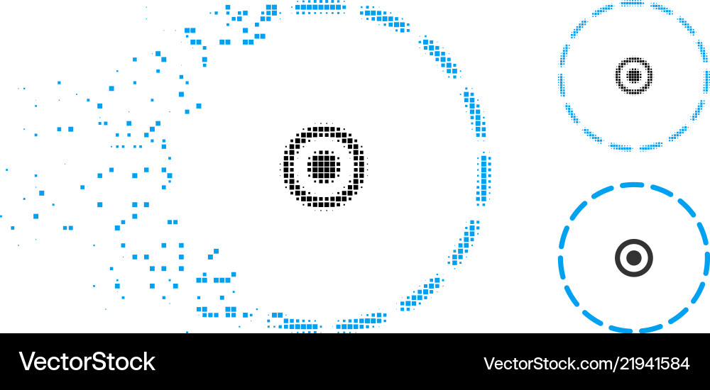 Disintegrating dot halftone circle area icon Disintegrating dot halftone circle area icon vector image