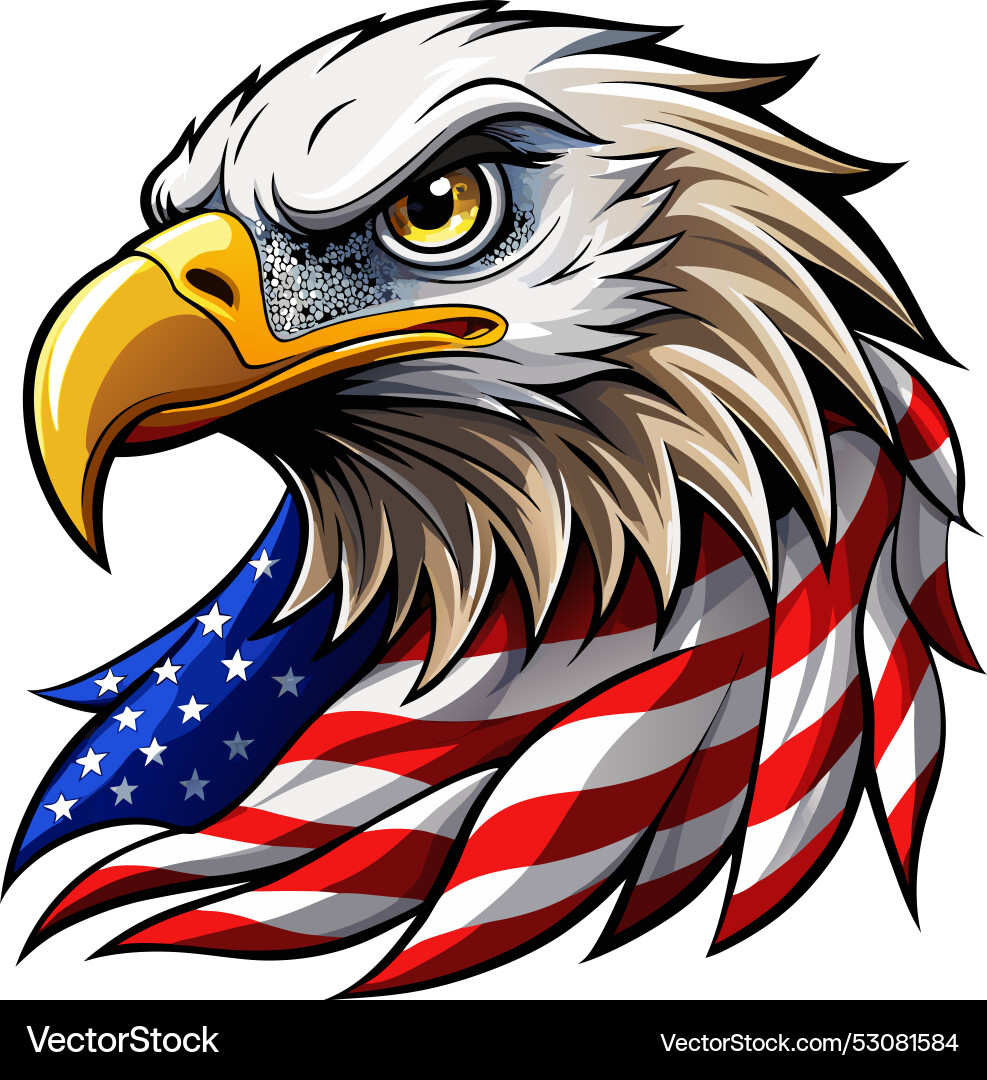 Eagle head with american flag pattern Royalty Free Vector