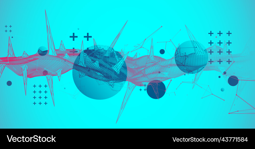 Science Wireframe Background - Plexus Effect Vector Image