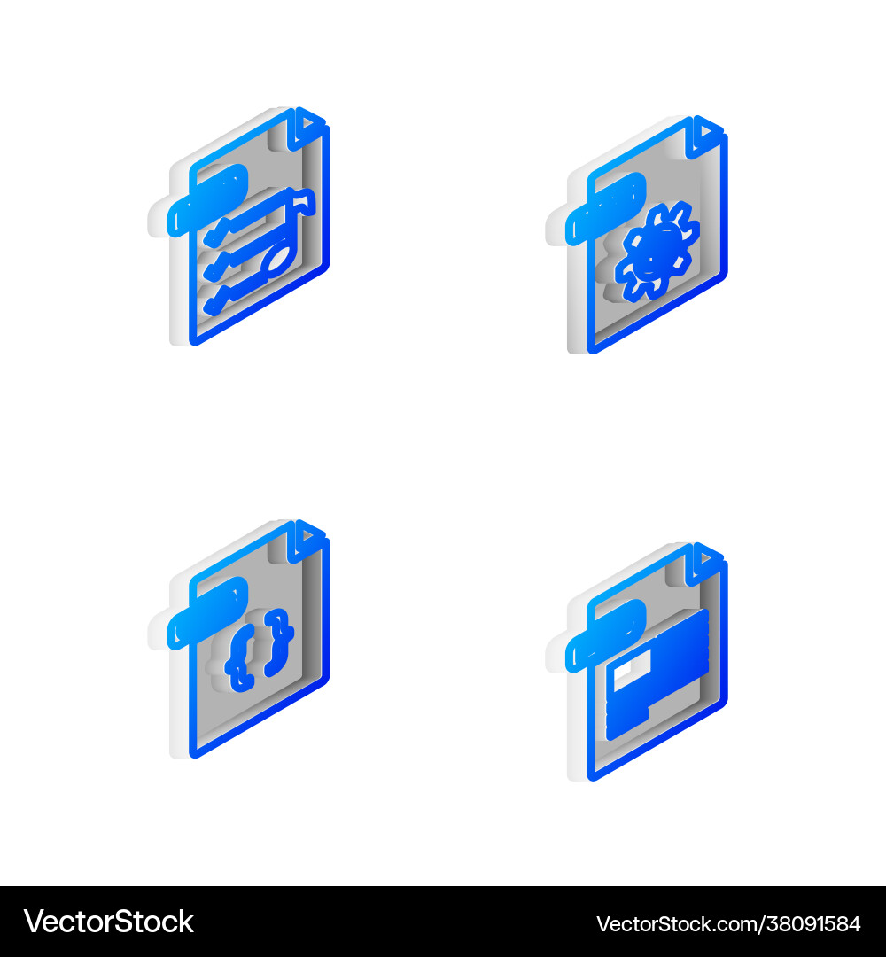 Set isometric line max file document m3u css Set isometric line max file document m3u css vector image
