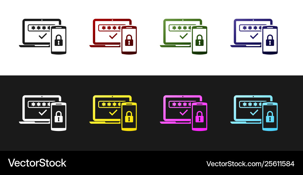 Set multi factor two steps authentication icon vector image
