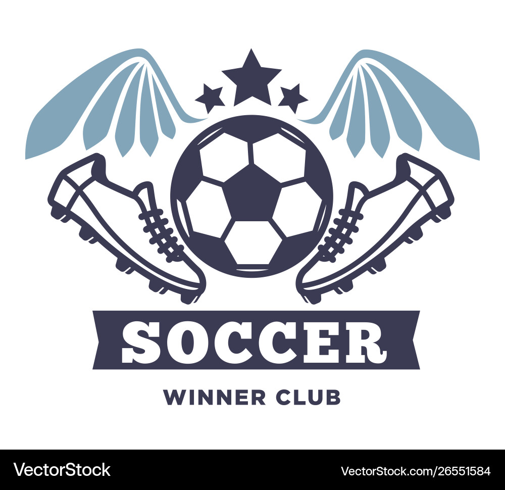 Soccer winner club isolated icon with lettering Soccer winner club isolated icon with lettering Vector Image