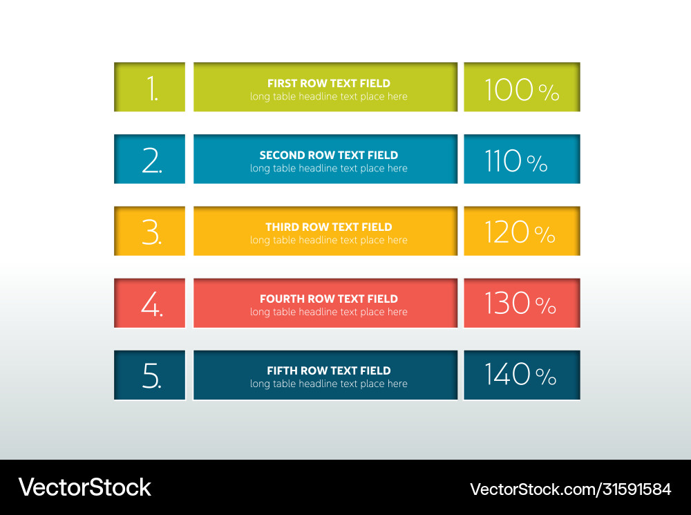Table schedule design template with 5 row banner Table schedule design template with 5 row banner vector image