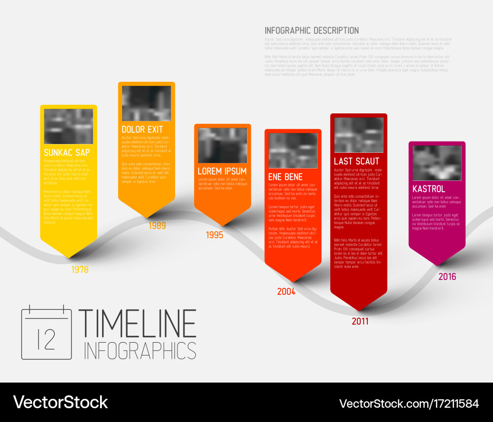 Timeline Report Template with Photos Royalty Free Vector