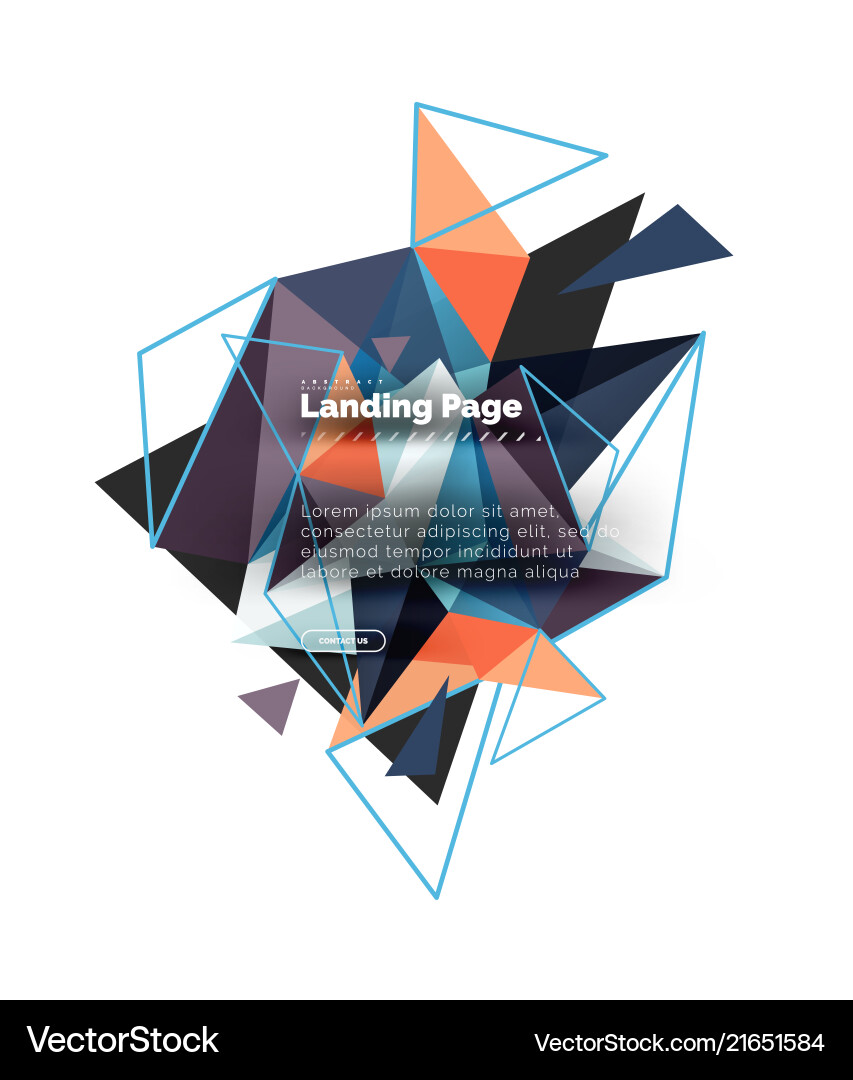 Triangular design abstract background landing vector image
