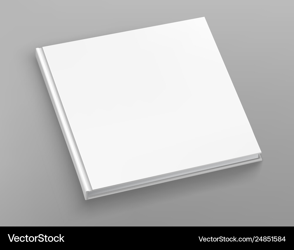 White hardcover square book album mock up on grey vector image