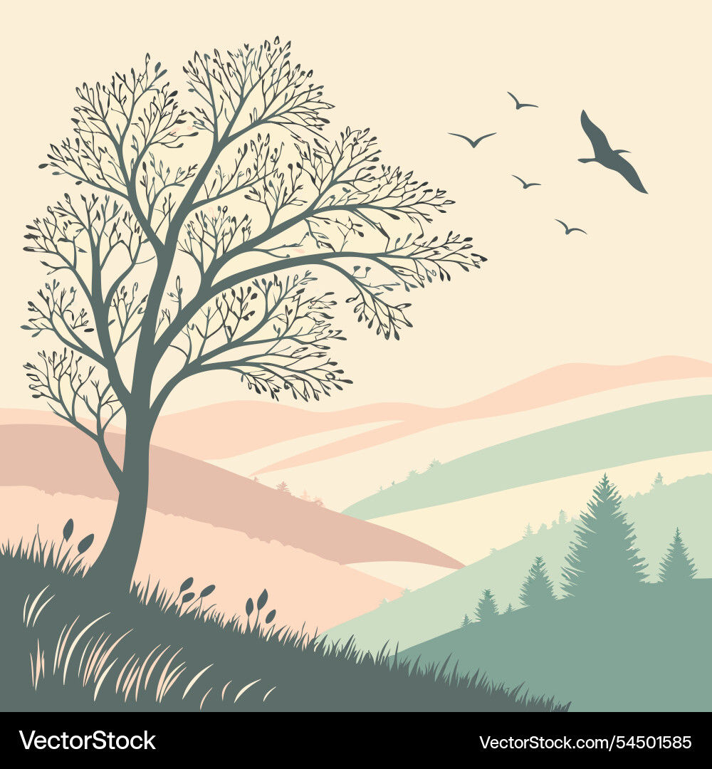 Abstract nature background with trees Vector Image