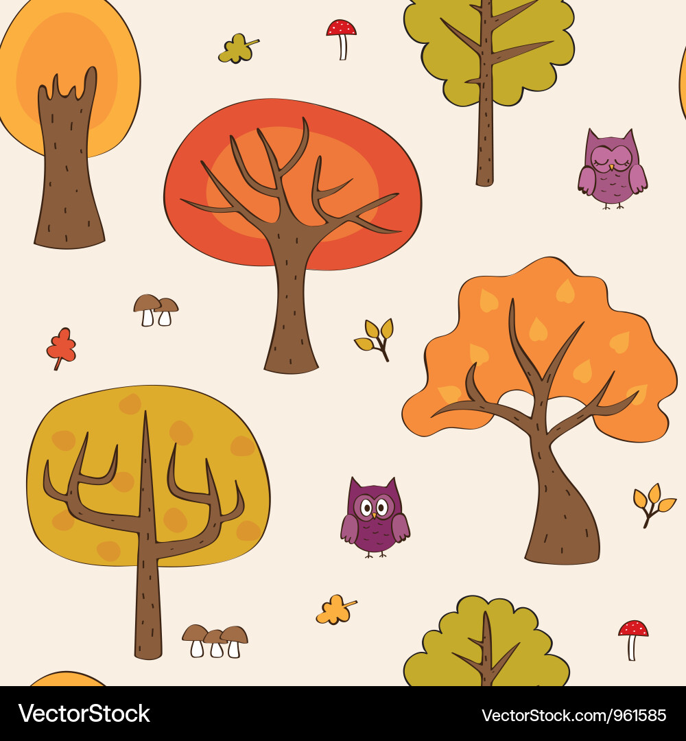 Autumn Woodland Owls vector image