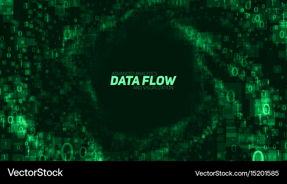 Big Data Flow - Green & Binary vector image