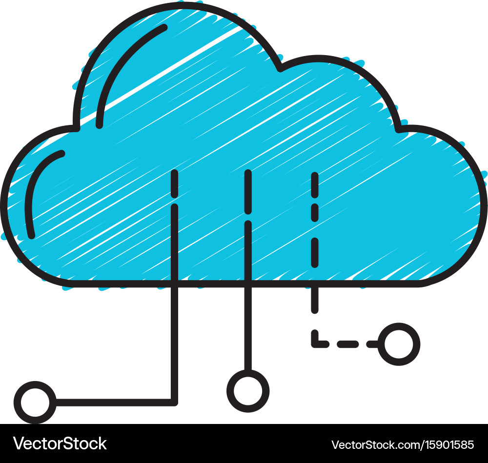 Cloud data with circuits to digital connection vector image