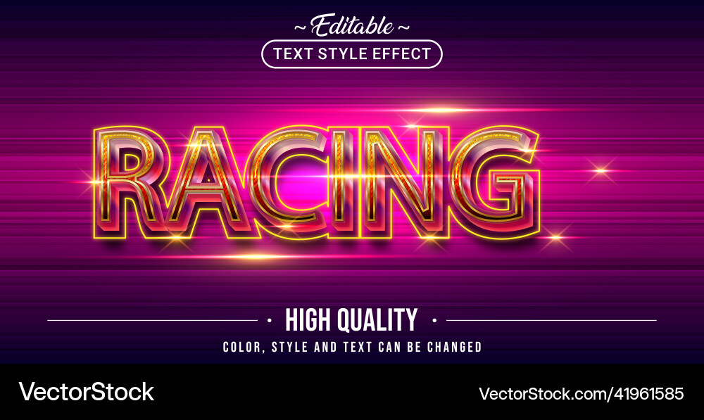 Editable text style effect - racing Editable text style effect - racing vector image