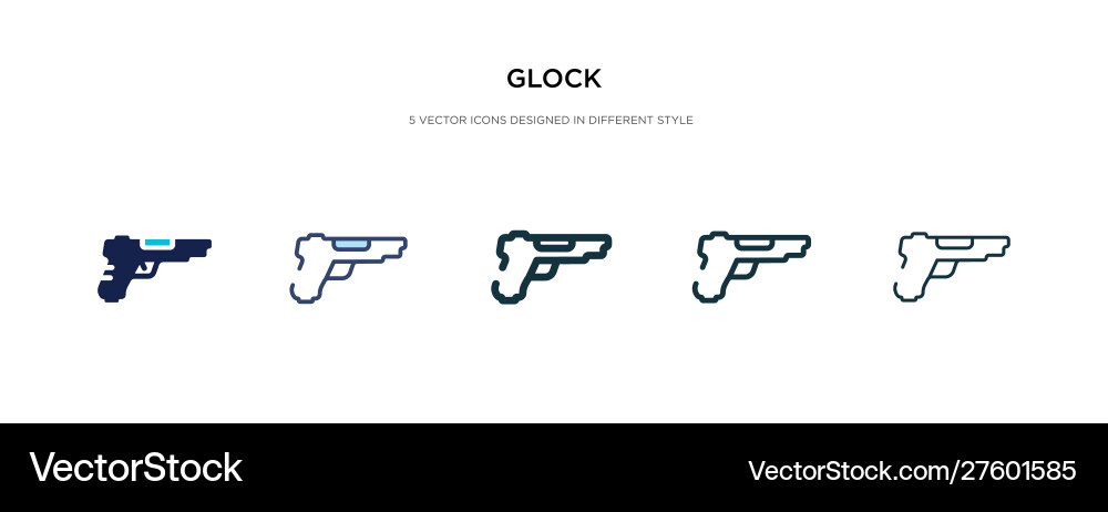 Glock icon in different style two colored Vector Image
