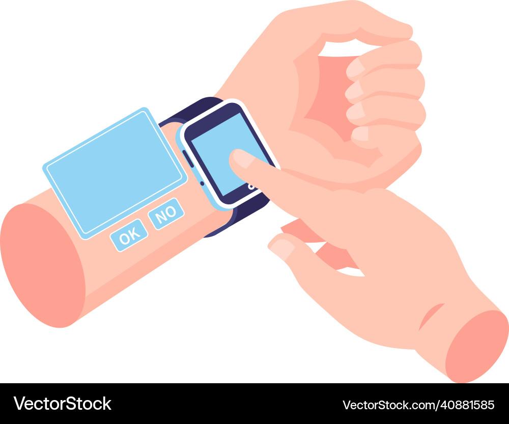 Hand computer isometric composition Hand computer isometric composition vector image