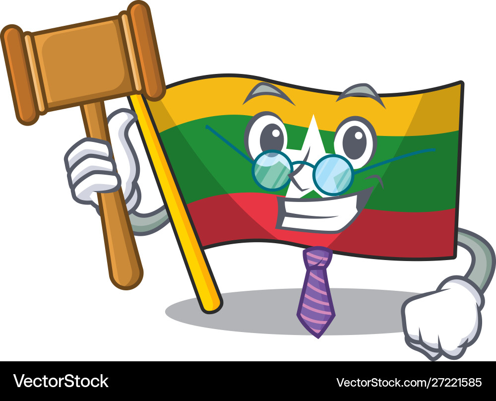 Judge flag myanmar folded in character drawer Vector Image
