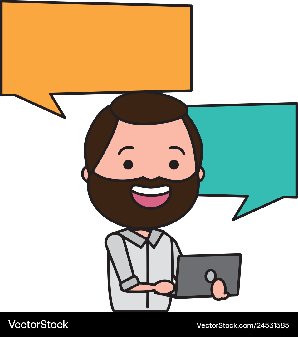 Man with laptop computer avatar character Man with laptop computer avatar character vector image