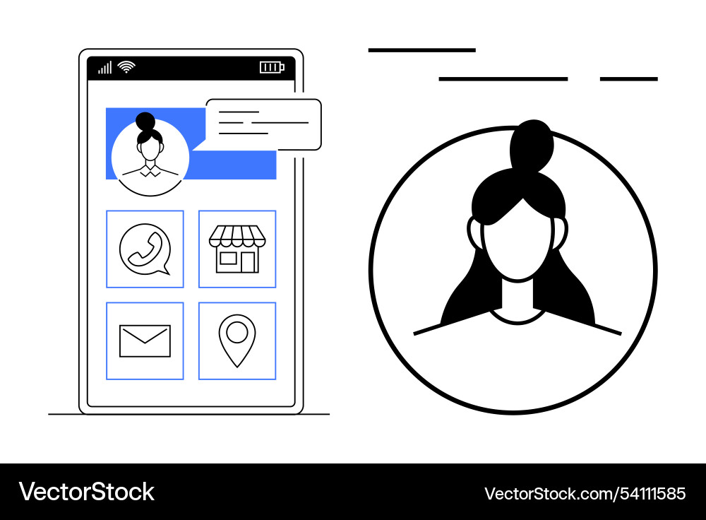 Profile interaction on mobile app with user icons Profile interaction on mobile app with user icons vector image