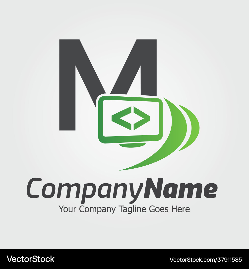 Programming code and computer monitor logo Vector Image