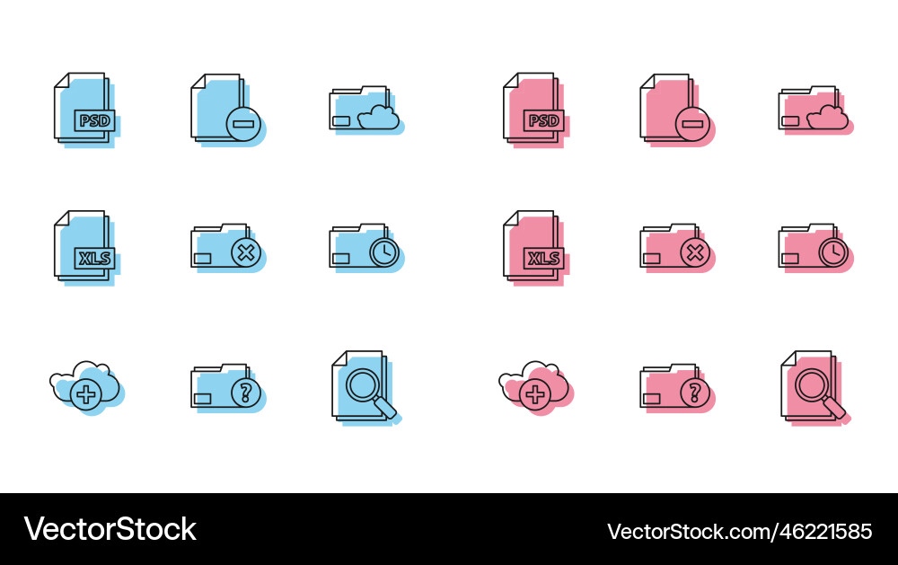 Set line add cloud unknown document folder psd Set line add cloud unknown document folder psd vector image