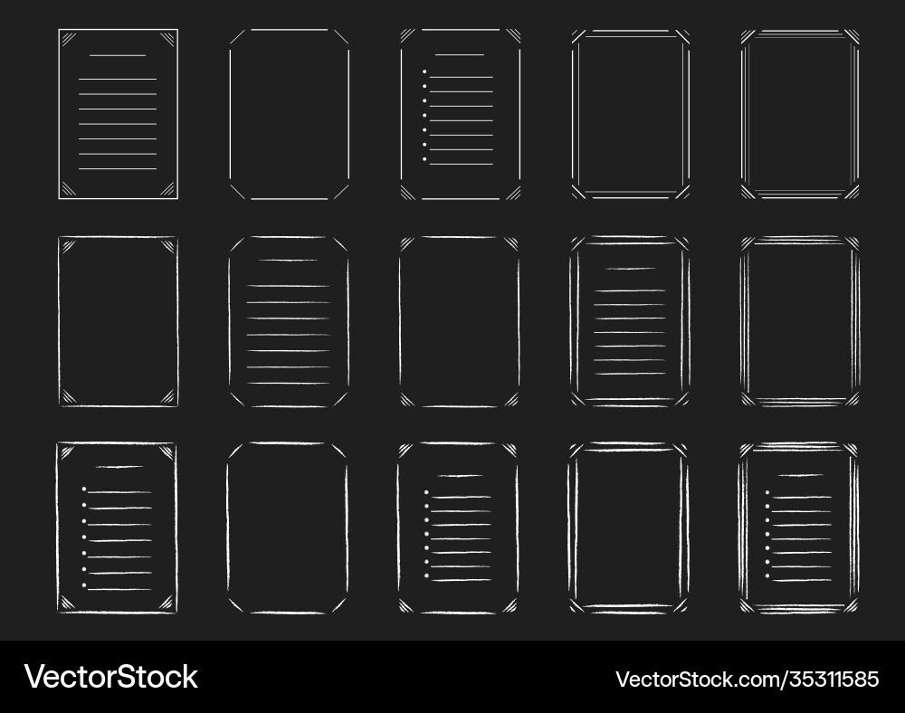 Set line and hand drawn frames lists vector image