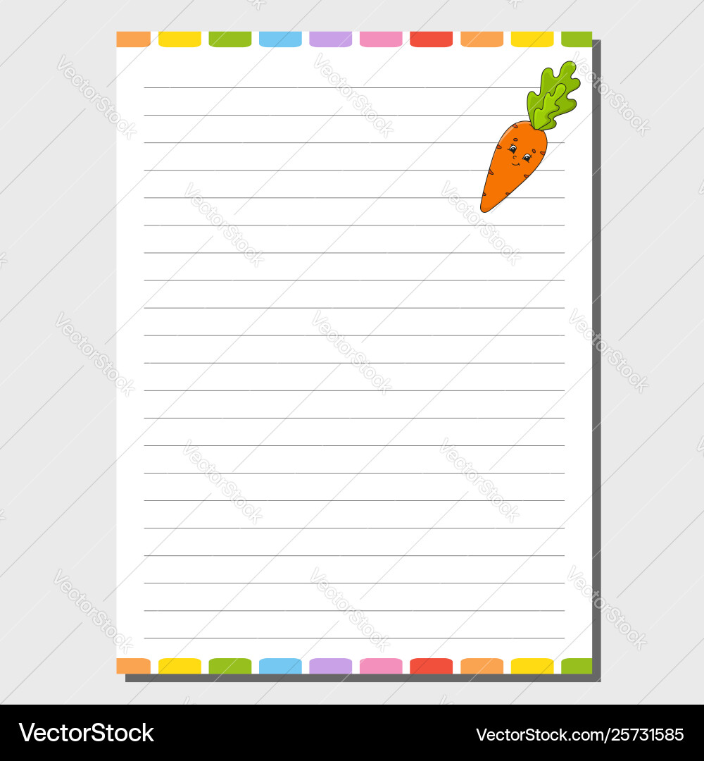 Sheet template for notebook notepad diary funny vector image