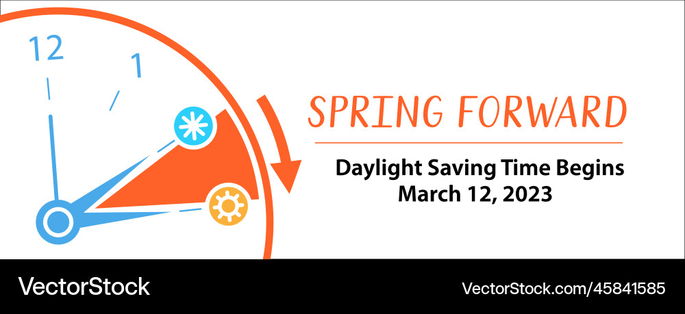 Spring forward 2023 daylight saving time begins Spring forward 2023 daylight saving time begins vector image