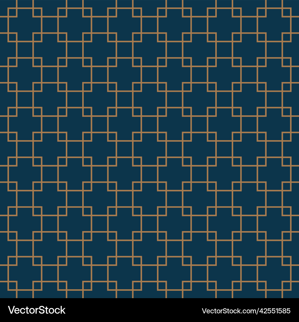 Square grid pattern in gold and blue color Vector Image