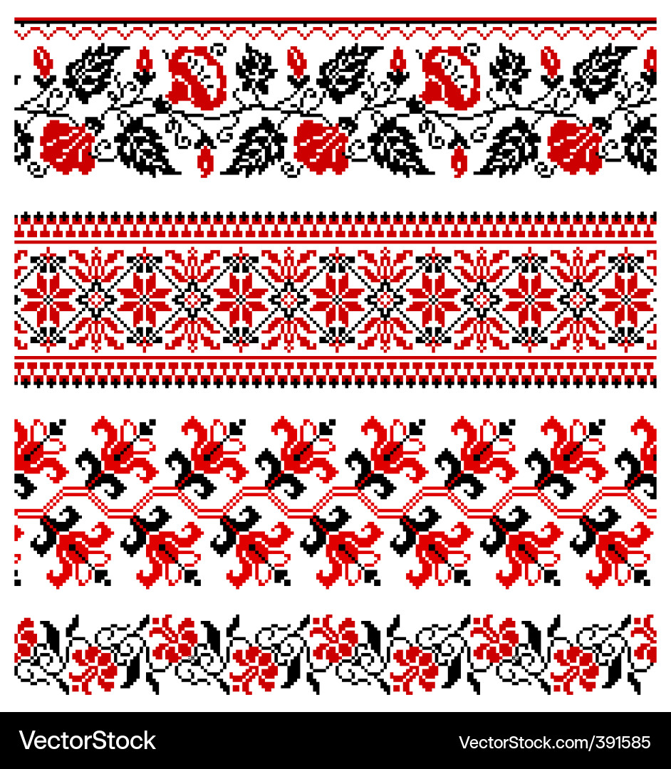 Ukrainian Floral Embroidery Vector Image