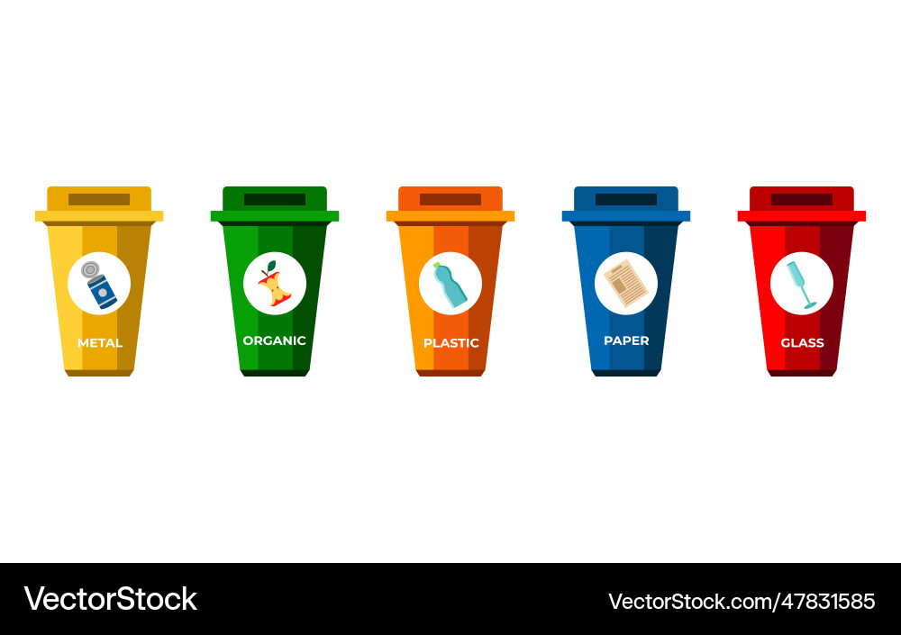 Waste segregation sorting garbage by material Waste segregation sorting garbage by material vector image