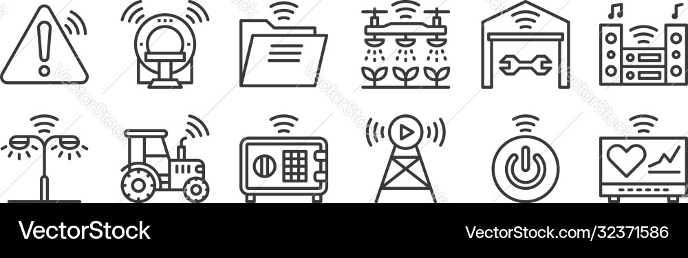 12 set linear internet things icons thin 12 set linear internet things icons thin Vector Image