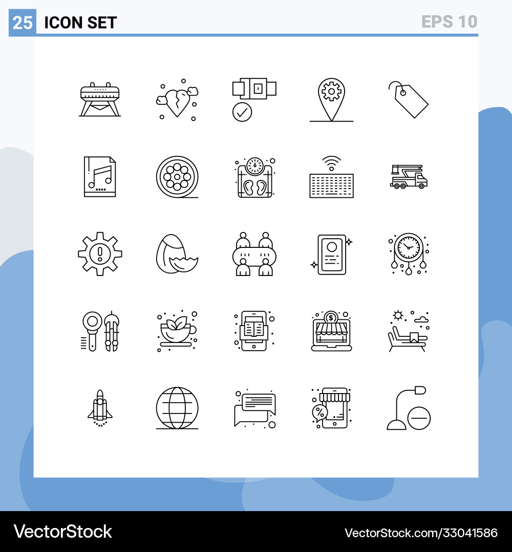 25 universal lines set for web and mobile Vector Image