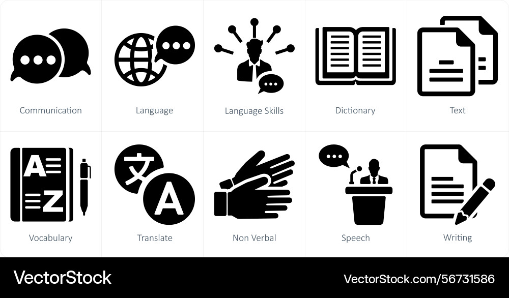 A set of 10 language icons as communication Vector Image