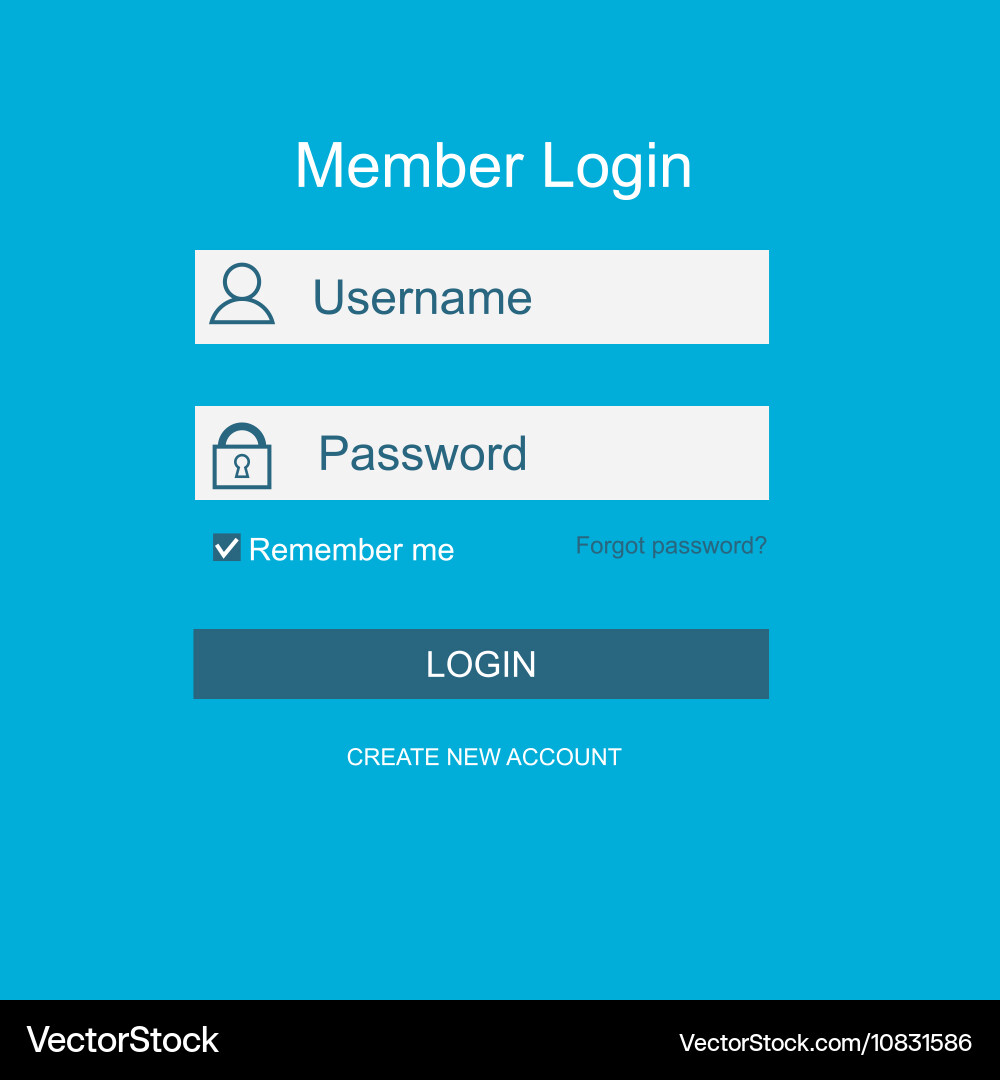 Login Formularmenü mit einfachen Zeilensymbolen vektorbild